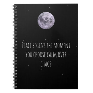 Cuaderno Calm Over Chaos Moon Notebook– Peace Quote Journal