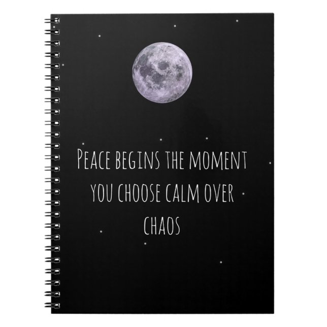 Cuaderno Calm Over Chaos Moon Notebook– Peace Quote Journal (Frente)