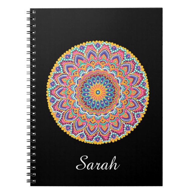 Cuaderno Calma Hermosa Mandala floral colorida (Frente)