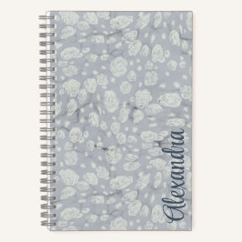 Cuaderno Calming Dusty Blue Bullet Journal with White Roses