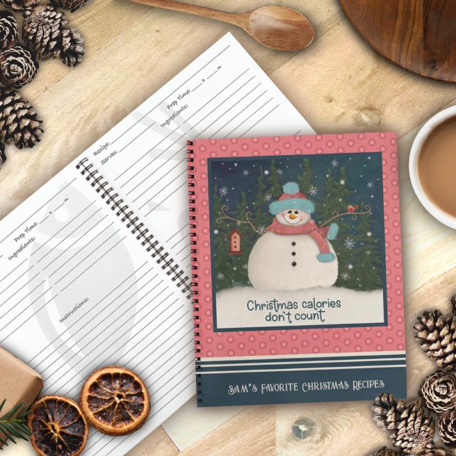 Cuaderno Calorías de Navidades de Snowman citan receta rosa (Subido por el creador)