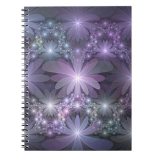 Cuaderno Cama de flores arte abstracto fractal brillante de