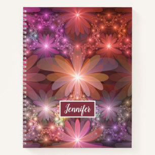 Cuaderno Cama De Flores Arte Abstracto Fractal Colorido Nom