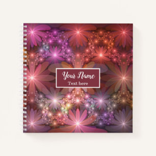Cuaderno Cama De Flores Arte Abstracto Fractal Colorido Nom