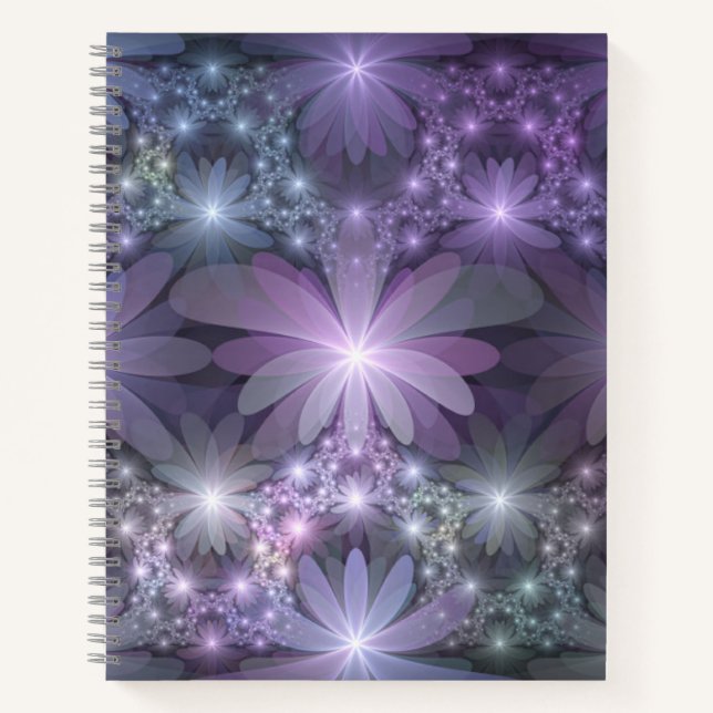 Cuaderno Cama de flores arte fractal abstracto brillante de (Anverso)