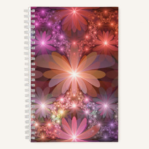 Cuaderno Cama De Flores Colorido Brillante Arte Fractal Abs