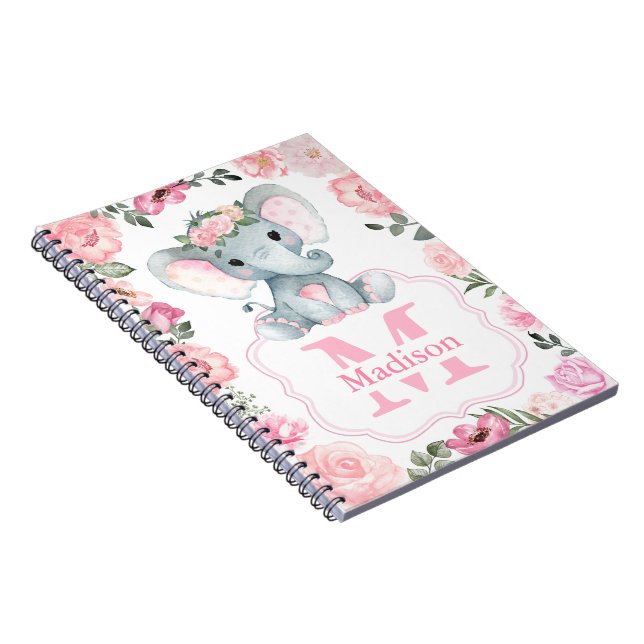 Cuaderno Cama rosa de elefante ruso con Rosas (Lado Derecho)