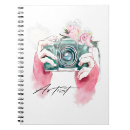 Cuaderno Cámara acuarela con portátil rosa