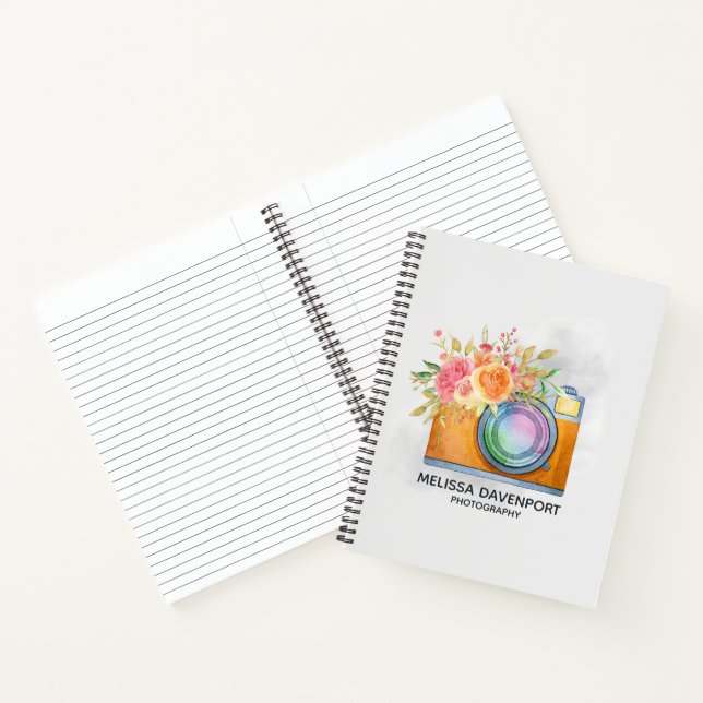 Cuaderno Cámara Boho Naranja y acuarela con buquet floral (Interior)