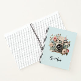 Cuaderno Cámara con imagen retro pastel de flores