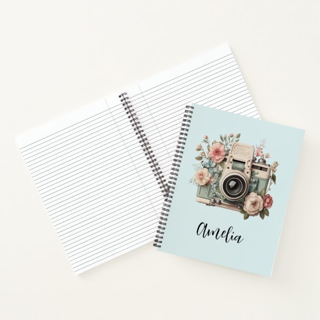 Cuaderno Cámara con imagen retro pastel de flores (Interior)