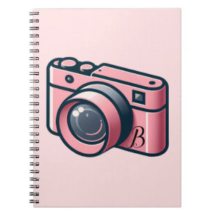 Cuaderno Cámara de Fotografía Personalizada Rosa y Gris Fem