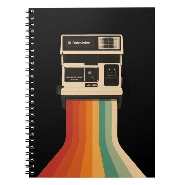 Cuaderno Cámara Retro con Impresión de Arcoíris (Frente)