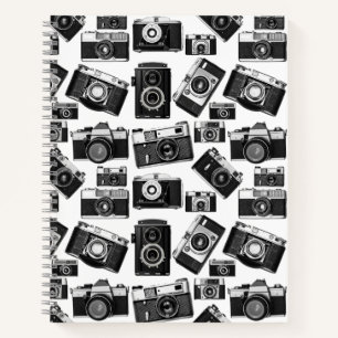 CUADERNO CÁMARAS DE FOTOGRAFÍA DE VINTAJE EN BLANCO Y NEG
