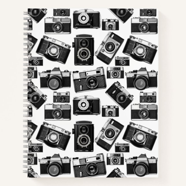 CUADERNO CÁMARAS DE FOTOGRAFÍA DE VINTAJE EN BLANCO Y NEGRO