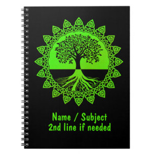 Cuaderno Cambiar nombre de texto - Árbol celta verde de vid
