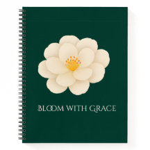 Camelia Floral Blanca Elegante Botánica Verde Oscu