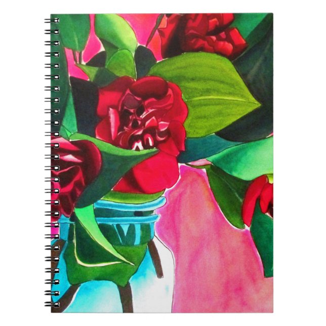 Cuaderno Camelias rojas con verde (Frente)