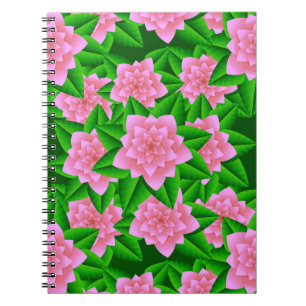 Cuaderno Camelias rosas de hielo y hojas verdes