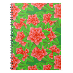 Cuaderno Camellias Naranja de coral y hojas verdes