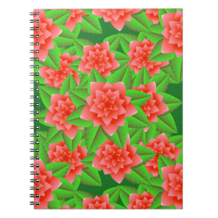 Cuaderno Camellias Naranja de coral y hojas verdes