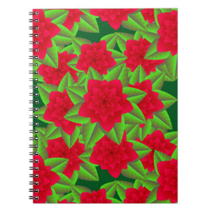 Cuaderno Camellias rojas oscuras y hojas verdes