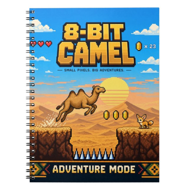 Cuaderno Camello, Arte de Pixel Retro de 8 Bits (Frente)