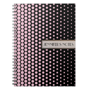 Cuaderno Cameo Punto Polka Rosa Elegante Negro Moderno
