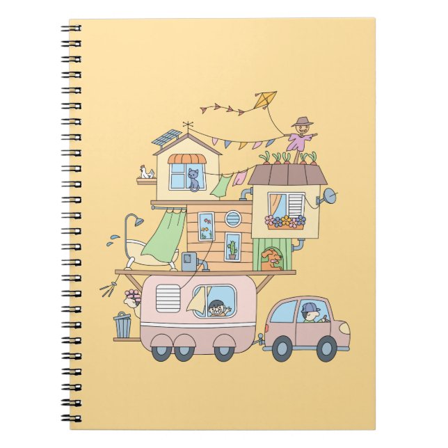 Cuaderno Caminador de camping de la familia Road en amarill (Frente)