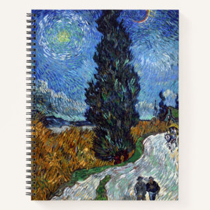 Cuaderno Camino con Cipreses Impresionismo Van Gogh