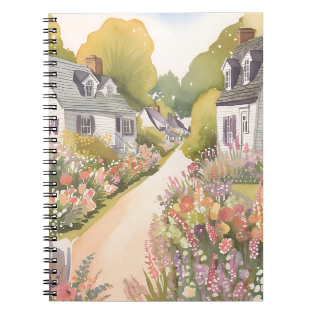 Cuaderno Camino de Flores Silvestres | Acuarela de Pueblo C (Frente)