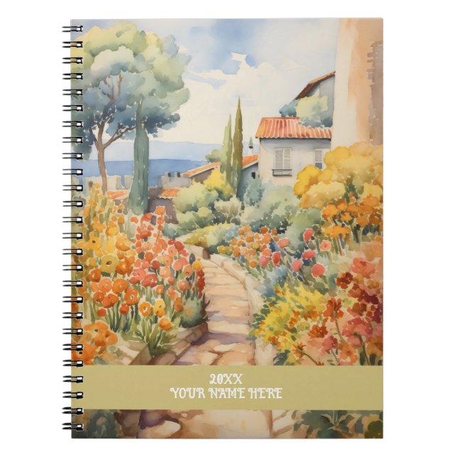 Cuaderno Camino tranquilo a través de un jardín de flores e (Frente)