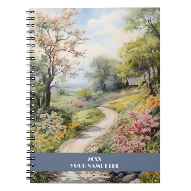 Cuaderno Camino tranquilo a través del bosque de flores (Frente)