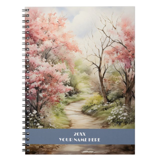 Cuaderno Camino tranquilo a través del bosque rosa (Frente)