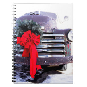 Cuaderno Camión antiguo con corona de Navidades festivos