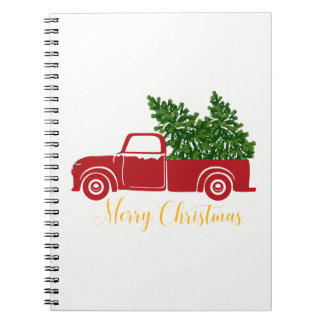 Cuaderno Camión de árbol de navidad portátil 80 Blanco