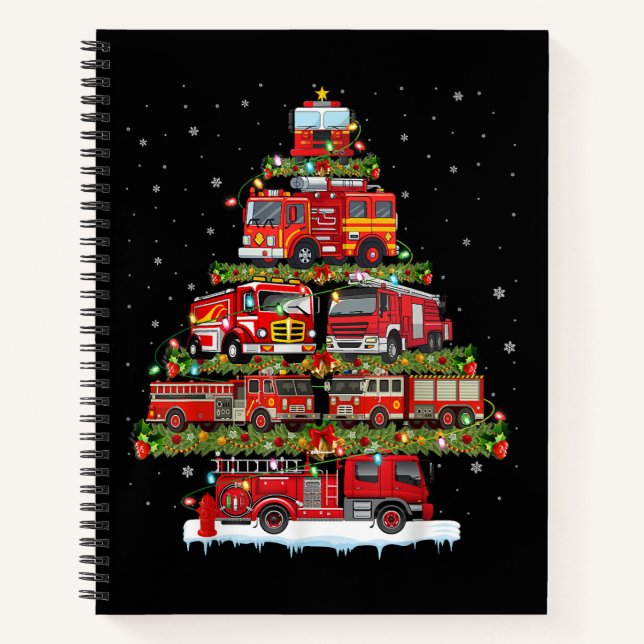 Cuaderno Camión de bomberos enciende a Navidades de bombero (Anverso)