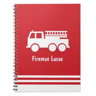 Cuaderno Camión de Bomberos Little Boy con nombre Rojo y Bl