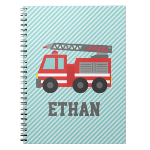 Cuaderno Camión de bomberos rojo lindo para pequeños bomber