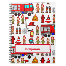 Cuaderno Camión de Bomberos Rojo y Bomberos