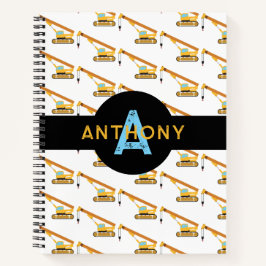 Cuaderno Camión de Construcción de Grúas para Niños Monogra