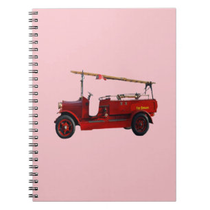 Cuaderno Camión De Fuego Vintage Rojo Con Ladder De Cabeza,