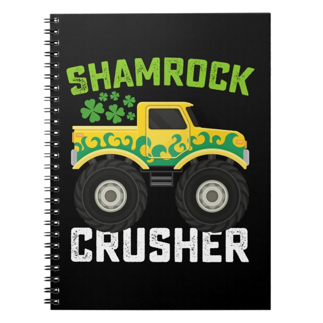 Cuaderno Camión de monstruo cruzado de Shamrock en el Día d (Frente)