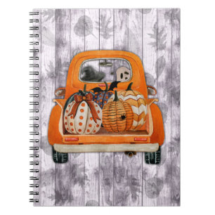 Cuaderno Camión de recolección de naranja de Halloween con 