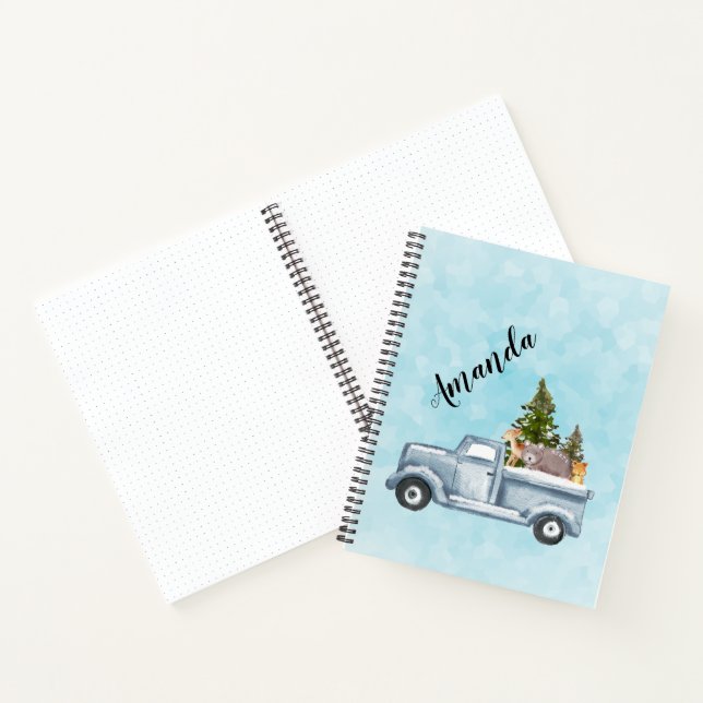 Cuaderno Camión navidad con pinos y animales forestales (Interior)