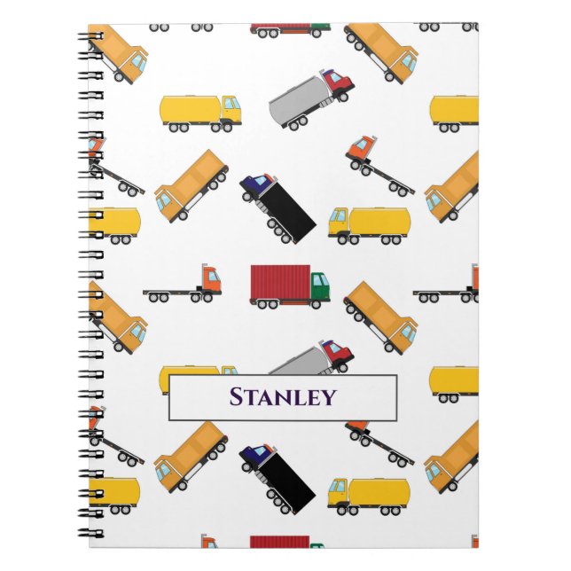 Cuaderno Camión personalizado de color negro amarillo blanc (Frente)