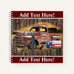 Cuaderno Camión rojo antiguo camionero vintage de la granja