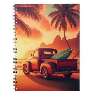 Cuaderno camioneta de surf vintage tropical/hawaiano