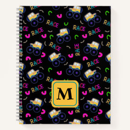 Cuaderno Camionetas Monstruo Lindas Patrón de Carreras para