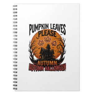 Cuaderno Camisa de calabaza de otoño con hojas de otoño esp